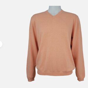 Weatherproof Vintage Men’s L Cotton Cashmere Sweater V-neck long Sleeve Peach